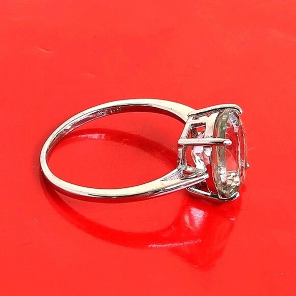 925 Sterling Silver Ring with Natural Green Amethyst 12x10mm - Picture 7 of 11